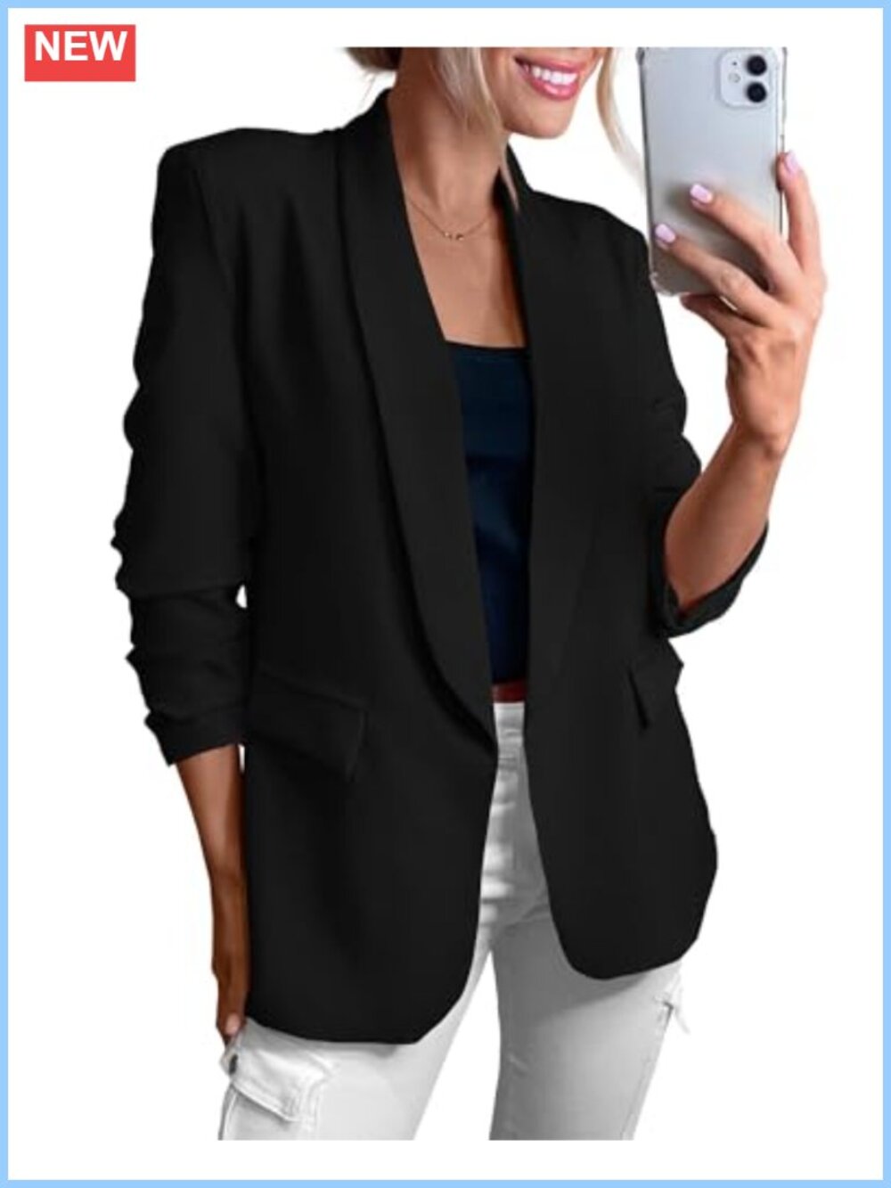 Women's Casual Blazer Shawl Collar Long Sleeve Suit Jacket Work Office